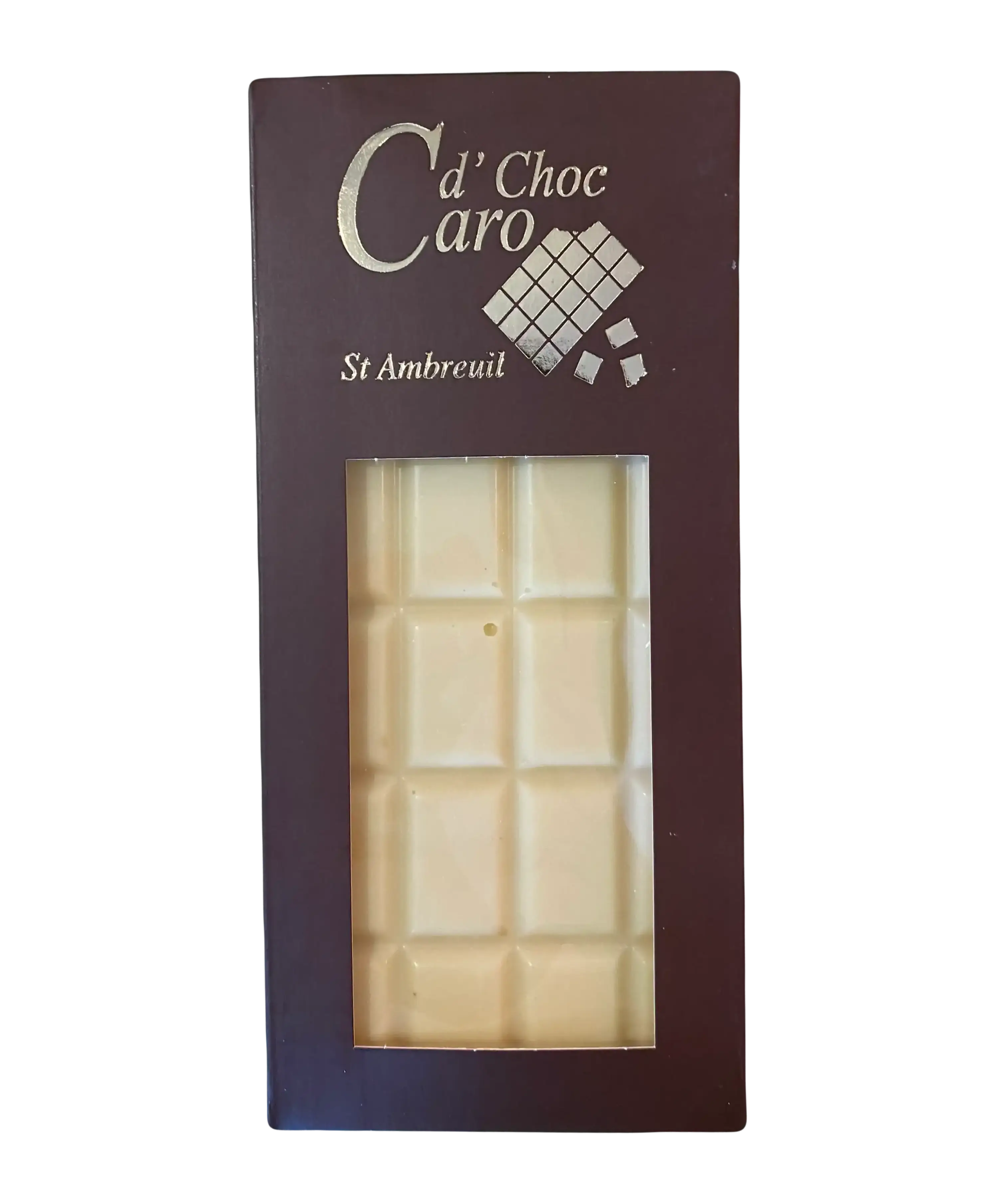 Tablette chocolat blanc de Caro d'Choc, sucrée et crémeuse